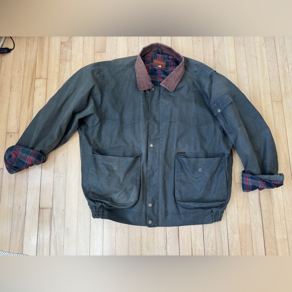 Men's Vintage waxed Australian chore Jacket with Plaid Lining